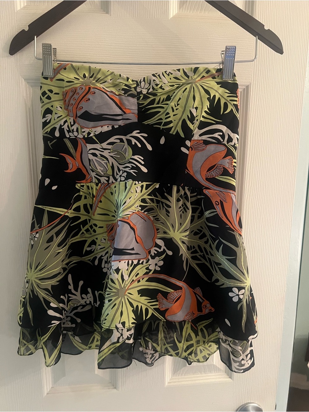 90’s VTG Nanette Lepore silk strapless fish print top 6